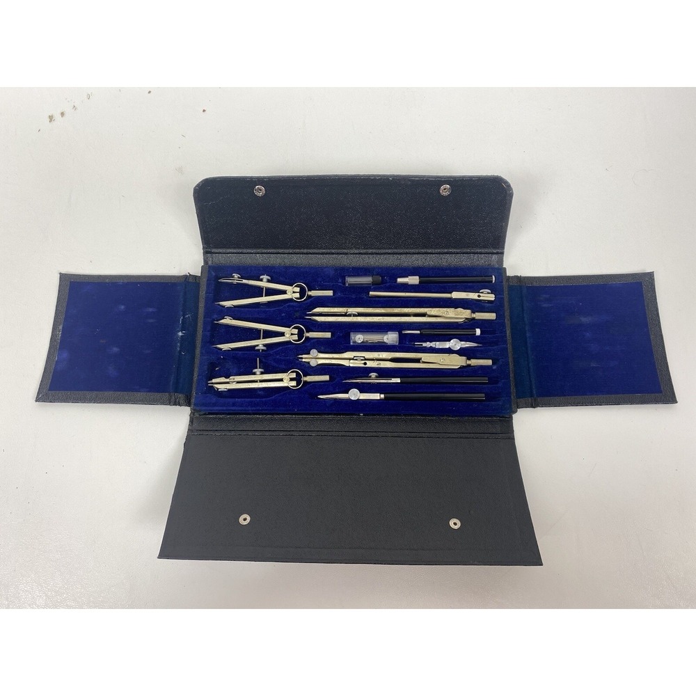 Vintage German Drafting Tool‎ Compass Precision Set w Case US Government 807